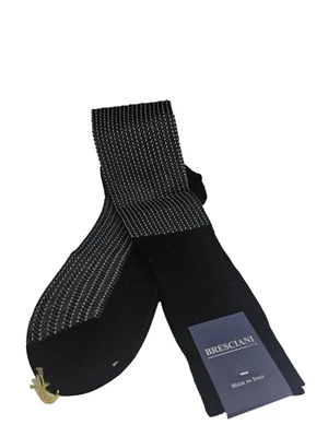 BRESCIANI Socks Men Italian 100% Cotton Size L - Black - Gray  - New - Image 1 of 4