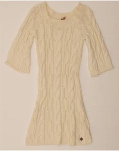 ROXY Womens 3/4 Sleeve Jumper Dress UK 10 Small Off White DC50 - Picture 1 of 3
