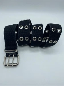Unbranded Black Woven Double Prong Canvas Belt w/ Rivets Unisex Size M - Picture 1 of 13