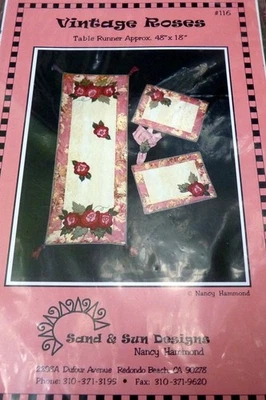 *VTG "VINTAGE ROSES" Table Runner +Placemats Sand & Sun Sewing Pattern Uncut - Image 1 of 2