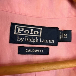 Polo Ralph Lauren Shirt Mens Medium Pink Caldwell Silk Linen Short Sleeve Pocket - Picture 1 of 17