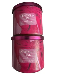 2er Set Bath & Body Works PERFECT IN PINK große 3-Docht-Duftkerze 14,5 Oz. - Bild 1 von 2