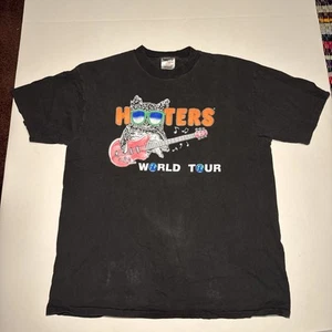 VINTAGE Hooters Shirt Adult Extra Large Black World Tour USA Mens - Picture 1 of 11