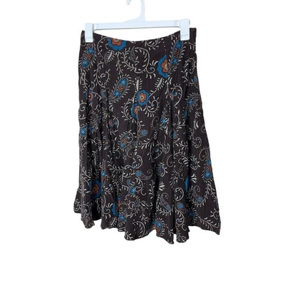 Relativity Y2K коричневый пейсли цветочный вельвет миди юбка размер 10 - Изображение 1 из 4