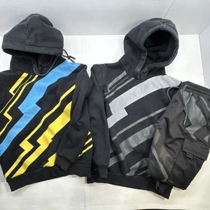Size LARGE Youth PWR Supply Hoodies Joggers Lachlan Fortnite Black Blue Yellow - Picture 1 of 18