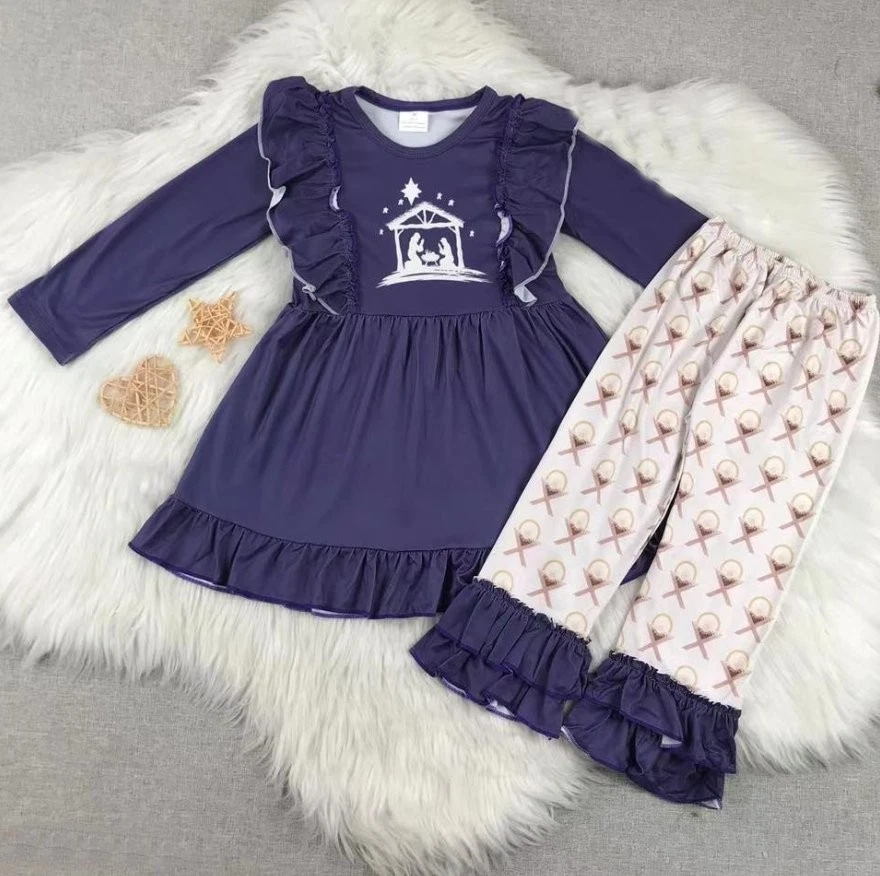 全新 Christmas Nativity 束腰外衣 连衣裙和紧身裤 精品 女孩套装 套装  — 第 1/1 张图片