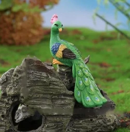 Miniature Fairy Garden Green Plastic Peacock - Buy 3 Save $5 - Image 1 of 1