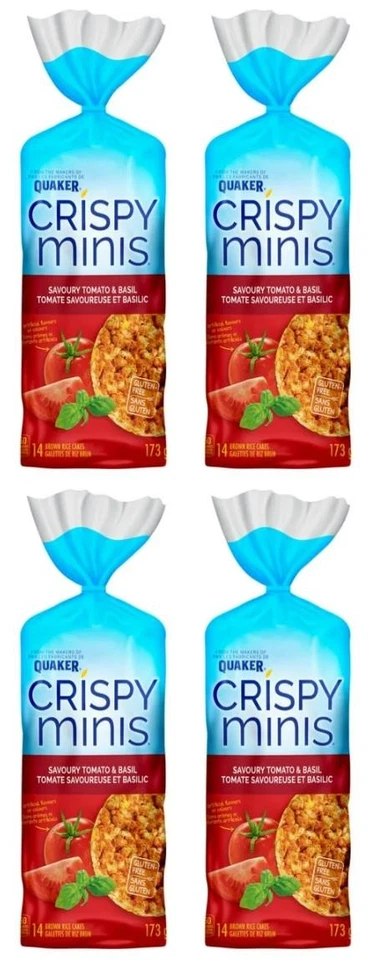 Quaker Crispy Minis Rice Cakes Savoury Tomato & Basil 173g Imported From Canada