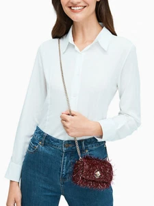 NWT Kate Spade Natalia Tinsel Micro Turnlock Convertible Belt Bag Cherry Wood - Picture 1 of 6