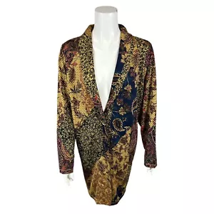Susan Graver Regular Printed Novelty Knit Jacket w/ Shawl Collar Top 2X Size - Picture 1 of 2