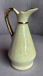 VINTAGE GLANZGESCHIRR KRUG VASE ELFENBEIN/CREME - HANDBEMALT GOLD VERGOLDETER BESATZ 5,75" - Bild 1 von 6