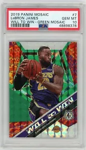 2019 Panini Mosaic LeBron James PSA 10 Gem Mint #7 Will To Win Green Parallel - Picture 1 of 2