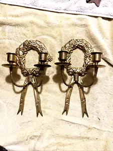 "Juego de Colección/2 Elegantes Apliques de Pared Doble Candelabro Corona Arco 10""" - Imagen 1 de 3