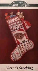 JUST NAN VICTOR'S STOCKING CROSS STITCH CHART  - Picture 1 of 3