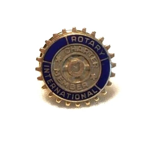 Prendedor de solapa relleno de oro de 10 quilates para socio chárter de Rotary International - Imagen 1 de 4