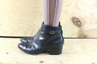 Coach Boots Women 8.5 Black Leather Patricia Ankle Snake Print Belt Bootie Shoes
