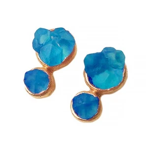 MICHAEL VINCENT MICHAUD TEAL BLUE STUD EARRINGS 1241 - Picture 1 of 2