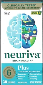 Neuriva Brain Health Plus 6, 3 boxes, Vitamin B6, B12, 90 capsules, Schiff, new - Picture 1 of 2