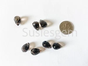 Smoky quartz faceted pear beads. TEN Genuine Smoky quartz teardrop beads 8x12mm. - Picture 1 of 6