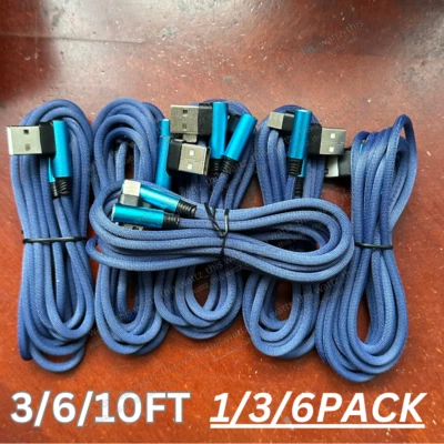 3/6/10Ft 90 Degree Right Angle Charging Data Charging Cable For iPhone 14 13 12 - Image 1 of 4