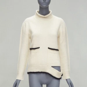 OLD CELINE PHOEBE PHILO cream cashmere mohair cutout turtleneck sweater M - Picture 1 of 9