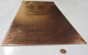101 Copper Sheet 1/8 to 1/4 Hard .050" Thick x 12.0" Wide x 24.0" Length - Picture 1 of 2