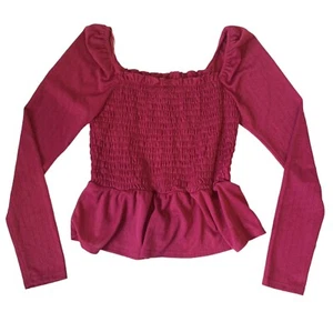 CAMICIA ROSA CONIGLIO TOP MANICHE LUNGHE TAGLIA MEDIA BORDEAUX - Foto 1 di 18