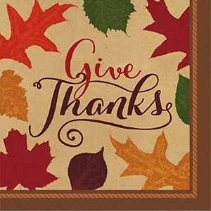 Autumn Traditions Fall Leaves Thanksgiving Holiday Party Paper Beverage Napkins - Picture 1 of 1