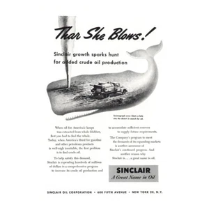 1952 Sinclair Oil: Thar She Blows Vintage Print Ad - Picture 1 of 1