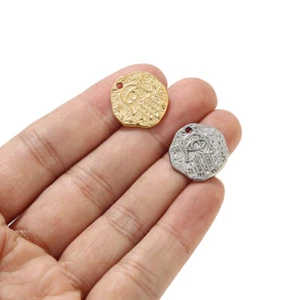 10pcs Stainless Steel Gold Round Pendant for Women's Necklace Bracelet Making - Picture 1 of 6