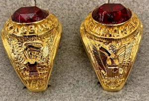 Anillo Ejército Rojo Circonita Cúbica Para Hombre Placa Oro 18Kt EE. UU. Militar Talla 13 Nuevo - Imagen 1 de 8