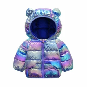 Puffer Bread Coat Light Outerwear Shiny Hooded Jacket Kids Baby Girl Boys Coat - Picture 1 of 16
