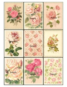 Flower Rose Roses 9 x Gift Tag Craft Card Topper Journal Scrapbook Birthday - Picture 1 of 2