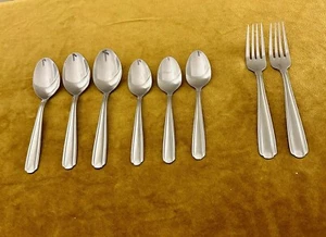 (3) Teaspoons (2) Dinner Forks + Soup Promenade Glossy Wallace 18/10 Stainless - Picture 1 of 4