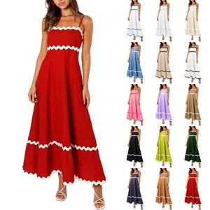 Women's 2024 Summer Sundresses Sleeveless Scoop Neck Tiered Flowy Beach Dresses - Picture 1 of 69