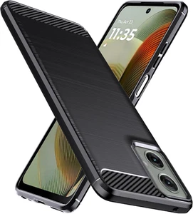 Custodia Cover per Motorola Moto G55 6.49" 5G,Spazzolata E Fibra Di Carbonio Mor - Foto 1 di 12