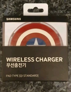 Genuine SAMSUNG Wireless Qi Charger Captain America Shield Limited Edition Rare! - Picture 1 of 7