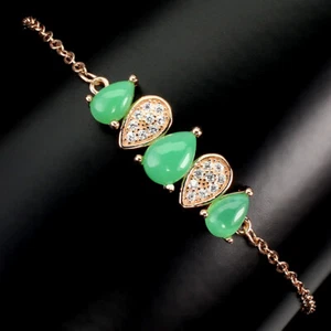 925 Pulsera Plata Ley Pera Crisoprasa 7x5mmGemstone Joyería - Imagen 1 de 10