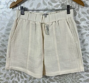 NWT Madewell Women’s XS Ivory White Fair Trade Boho Pull On Shorts Pockets - Picture 1 of 13