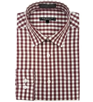 Marquis Signature Guinga Cuadros Ajuste Moderno Manga Larga Borgoña 3XL 19 - 19.5 Foto 1 de 4