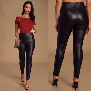 Lulus Ellianna Black Vegan Leather High-Waisted Leggings M nwt$49 - Bild 1 von 11