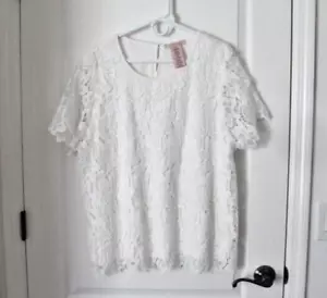 Philosophy Damen GEFÜTTERT Blumen Spitze Top Vapor Weiß Gr. XXL Tunika Feminin - Bild 1 von 15