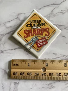Vintage Steer Clear With Sharp's Beer Pinback Button Pin BEE-40 - Picture 1 of 2