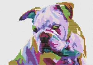 Modello punto croce di Florashell - Bulldog inglese colorato - Foto 1 di 1