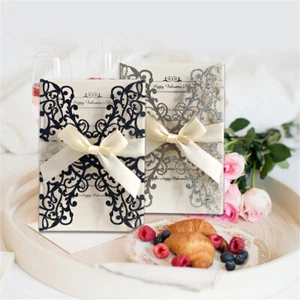 10PCS Bowknot Glitter European Style Invitations Holiday Greeting Card Cover - Picture 1 of 13