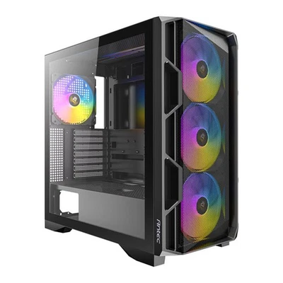 Antec AX1000 ARGB, Black, Mid-Tower, Tempered Glass, 4 x 120mm ARGB Fans, USB 3. - Image 1 of 4