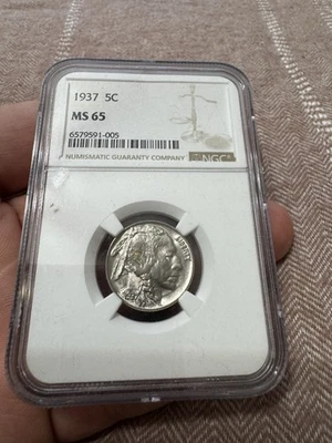 1937 “P” Buffalo Nickel Coin MS 65 NGC   - Image 1 of 2
