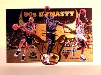 1997 UPPER DECK 90'S DYNASTY CHICAGO BULLS MICHAEL JORDAN PIPPEN & RODMAN /15000 - Image 1 of 3
