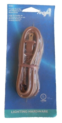 Angelo 8' Brown Replacement Lamp Electric Cord Set SPT-1 Wire 70101 Westinghouse - Image 1 of 2