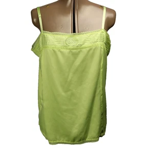 Old Navy Intimates Lace Trim Satin Camisole Tank Top Adjustable Strap Lime XL - Picture 1 of 20